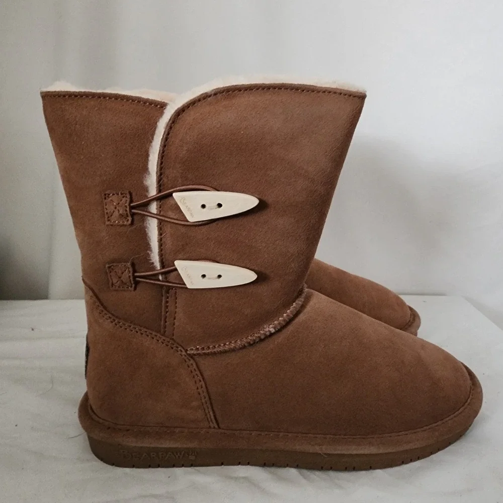 Bearpaw Abigail 682W Womens Chestnut Suede Sheepskin Lined Winter Boots 8.5